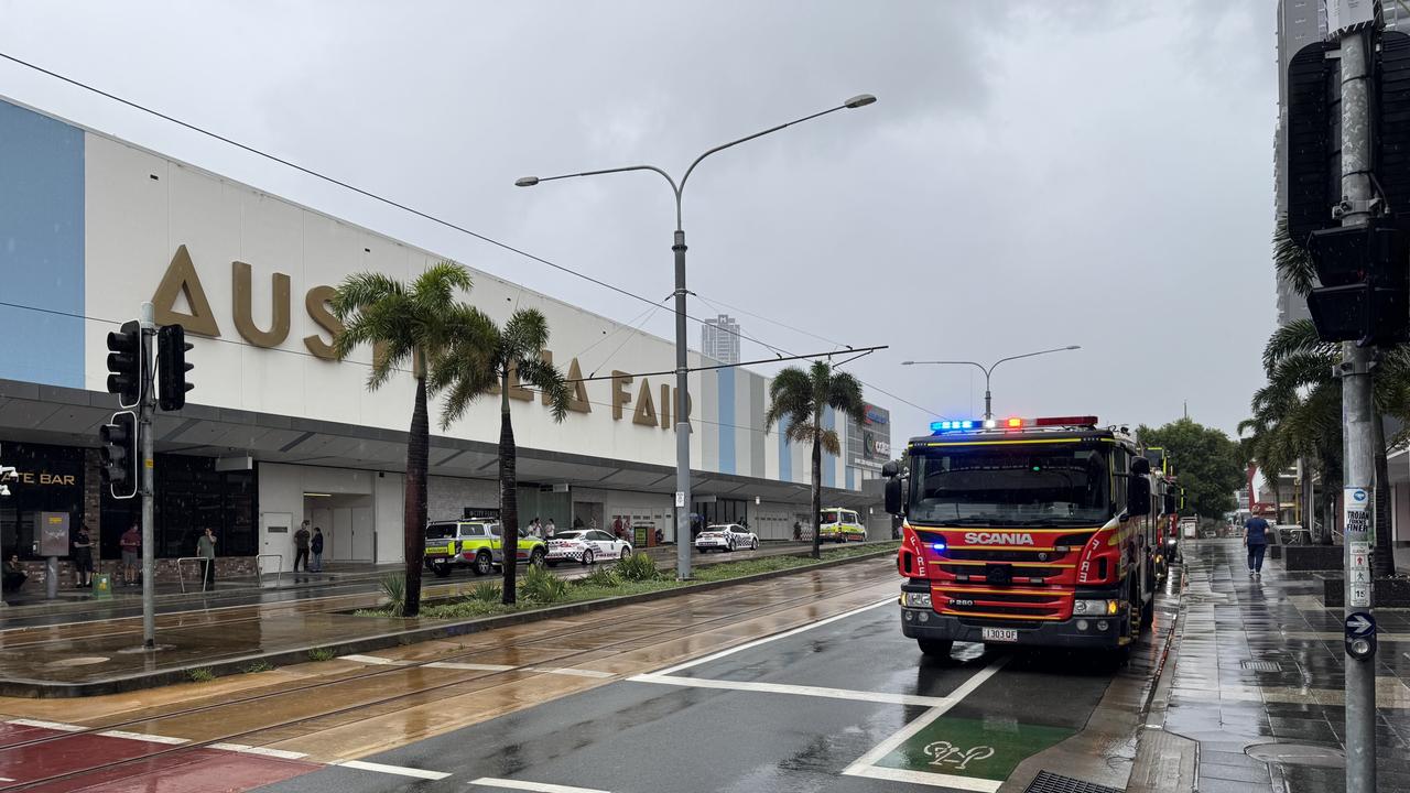 Emergency services are in Southport responding to a fire inside Australia Fair Shopping Centre. Picture: Andrew Potts