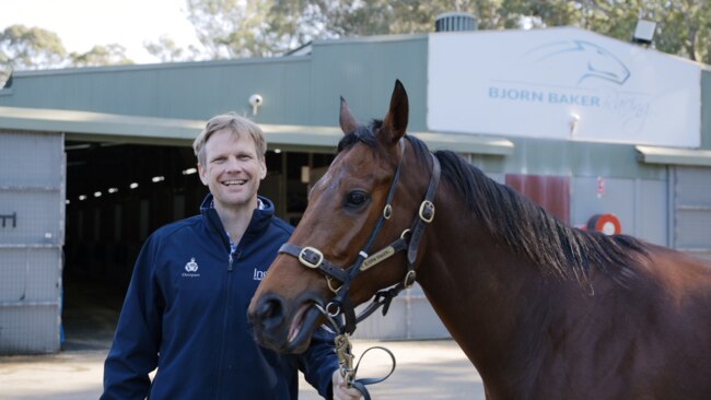 Trainer Bjorn Baker with his Group 1 Stradbroke Handicap winner Stefi Magnetica. Picture: Supplied/Rory Nix