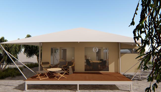 The glamping tents are more like mini homes. Picture: SUPPLIED