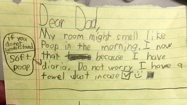 Surprised dad stumbles across a diarrhoea note from his little girl ...