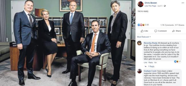 Chris Bowen, Tanya Plibersek, Bill Shorten, Jim Chalmers and Penny Wong in Mr Shorten’s office.