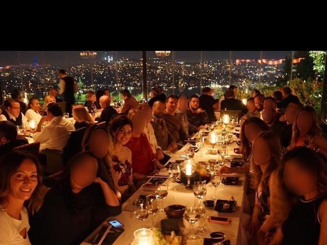 Group night out in a photo posted by Hakan Ayik's wife Fleur Messelink.