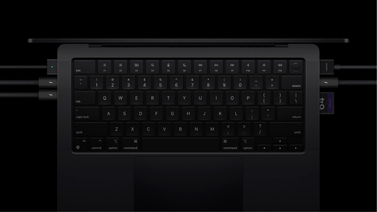 Apple's new Macbook Pro keyboard is optimised with Touch ID. Picture: Apple