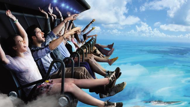 Guests will glide over the ocean towards Surfers Paradise and soar above Sydney Harbour on Dreamworld's new ride, Sky Voyager.