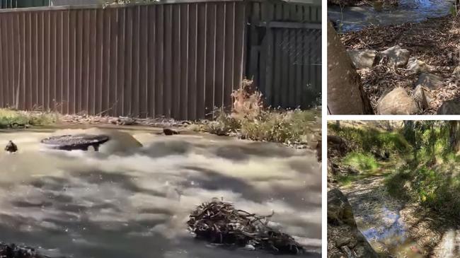 Sewer water has leaked onto a popular walking track in Modbury North, contaminating a nearby creek. Picture: Facebook (Ngarie Kelly)