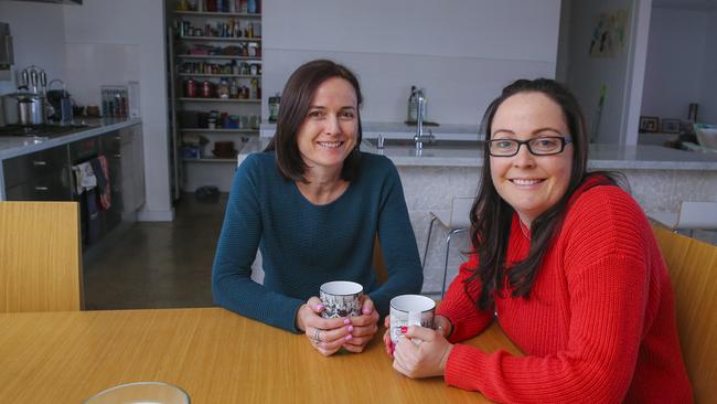 Sisters Lisa, 42, and Tania Costello, 41, recently refinanced their loan which saw their interest rate fall from 4.47 per cent to 3.44 per cent, saving them thousands per year. Picture: Wayne Taylor