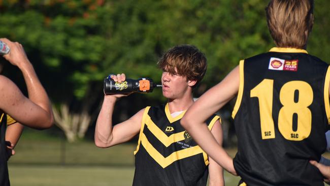 AIC First XVIII AFL footy game between Marist College Ashgrove and St Laurenceâ&#128;&#153;s College. Friday March 3. Picture, Nick Tucker.