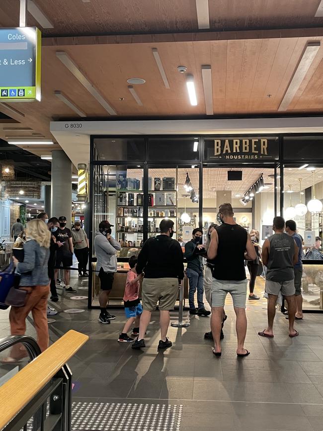 A busy Barber Industries at Charlestown Square shopping centre, on Monday morning. Picture: Amy Ziniak