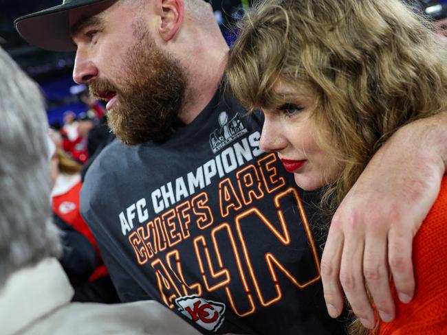 Travis Kelce with Taylor Swift. Picture: AFP