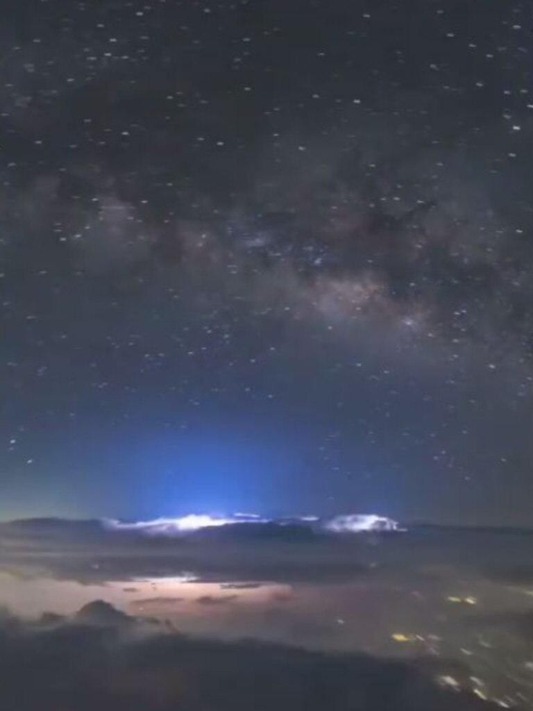 The intense flashes of lightning can be seen among the clouds. Picture: skypointer2000
