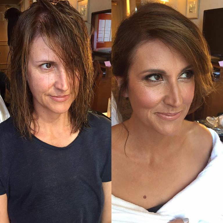 Natalie Barr ... "Before. After. @garrysiutz played around a bit on my hair and face in between. @thetvweeklogies @sunriseon7" Picture: Instagram