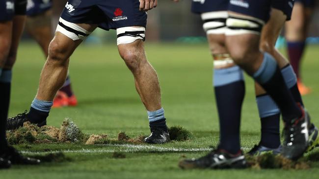 The turf was ripped up at every scrum. Photo by Ryan Pierse/Getty Images.