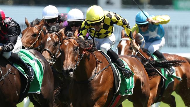 SYDNEY, AUSTRALIA - JANUARY 25: Aaron Bullock riding Clear Thinking win Race 3 TAB Highway Handicap  during Sydney Racing at Royal Randwick Racecourse on January 25, 2025 in Sydney, Australia. (Photo by Jeremy Ng/Getty Images)