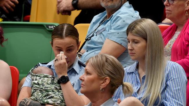 Police memorial serive fro Constable Rachel McCrow and Constable Matthew Arnold at the Townsville Stadium. Picture: Evan Morgan