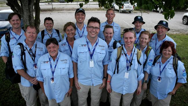 Dr Dan Holmes (front row, glasses) with the Australian Ausmat medical team on Christmas Island. Picture: Colin Murty