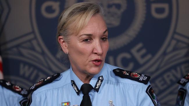 Police Commissioner Katarina Carroll during a media conference on Monday. Picture: Liam Kidston