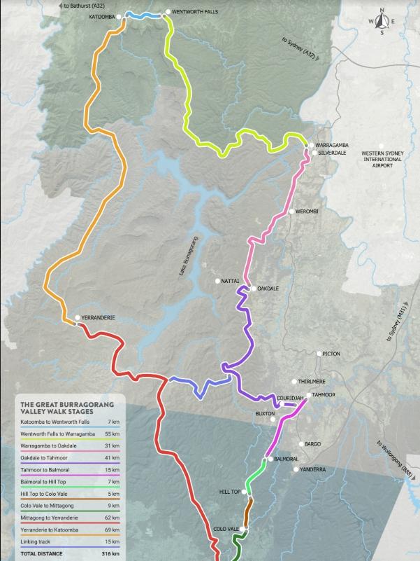 A map of the proposed Great Burragorang Valley Walk.