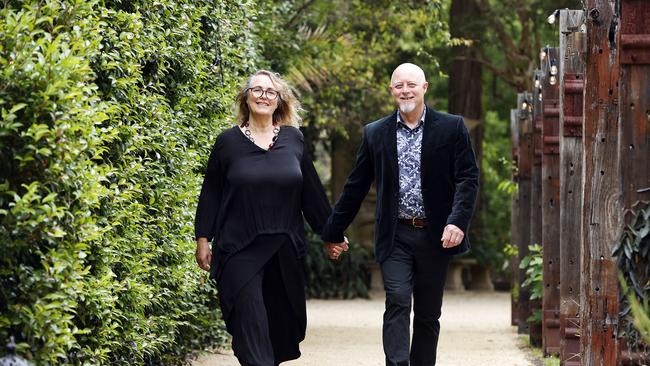 Pictured at their property in Kangy Angy on the Central Coast today is Phil and Sue Casey. The Property has award-winning gardens and is up for sale. Picture: Tim Hunter.