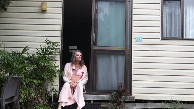 Princess outside a cabin at a caravan park. Picture: Glenn Hampson