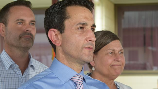 Queensland premier, David Crisafulli and local LNP members Adam Baillie, Natalie Marr and Janelle Poole at Kirwan Police Station. December 13 2024.