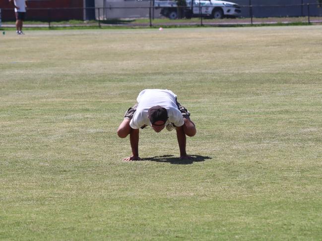 Nooka Campbell does one of his famous handstands. Picture: Facebook