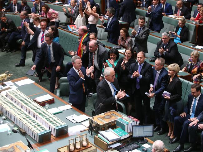 The Marriage Bill passes in the House of Representatives Chamber, at Parliament House in Canberra. Picture: Kym Smith