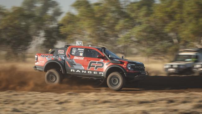 A Ford Ranger Raptor at the 2023 Finke desert race.