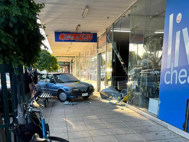 The driver crashed into the window of Cheap as Chips on Hotham St in Traralgon on February 9, 2024. Picture: Facebook