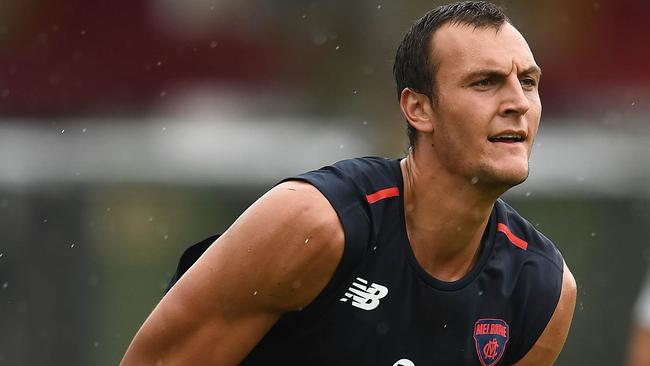 Braydon Preuss played his first game for the Demons on Thursday night. Picture. Getty Images