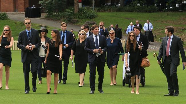 Mourners arrive to pay their respects to Vickerman at Sydney University. Picture: Mark Evans