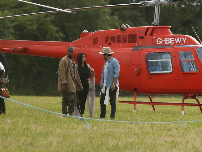 The power couple ... Kanye West and wife Kim Kardashian West at the Glastonbury festival, where the couple witnessed an unexpected tribute to the queen os selfies. Picture: Joel Ryan/Invision/AP