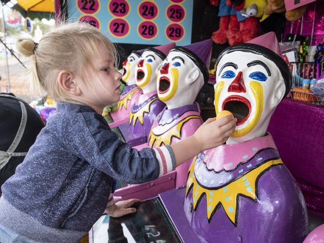 Liam Wood 3 yo is the sixth generation in his travelling show family at the Toowoomba Royal Show. Saturday, March 26, 2022. Picture: Nev Madsen.