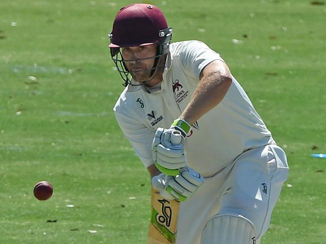 Peter Dickson watches the ball onto his bat. Picture: Andy Brownbill