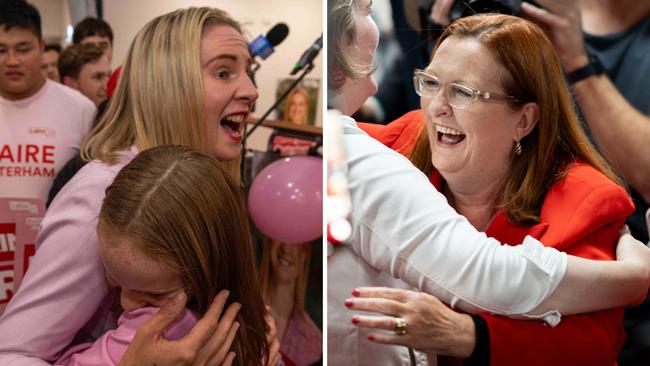 Claire Clutterham and Louise Miller-Frost celebrate their Federal Election wins. Pictures: The Advertiser
