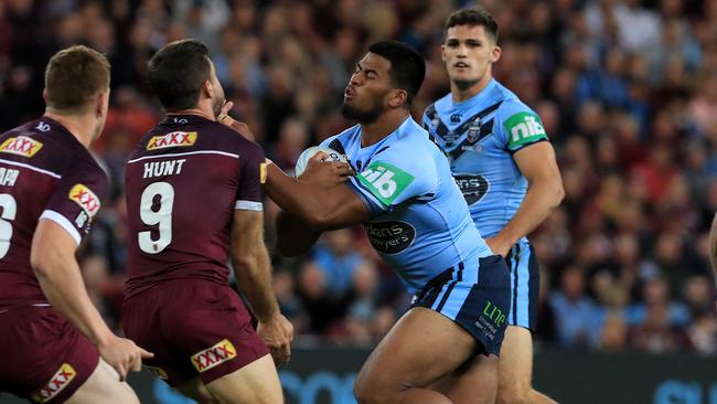 Payne Haas in action during game 1 of the 2019 Origin series between Queensland and NSW at Suncorp Stadium, Brisbane. Pics Adam Head