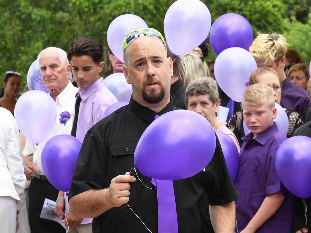 Darren O'Brien, brother of Teresa Bradford is seen during a public memorial service for his sister. Picture: AAP Image