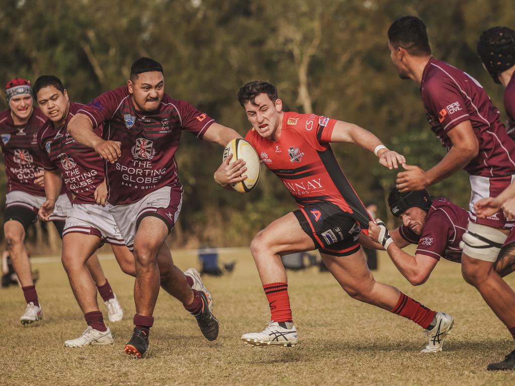 GCDRU major semi final between Colleges Knights and Nerang Bulls. Picture: Glenn Campbell