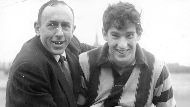 John Kennedy with forward Peter Hudson in 1968.