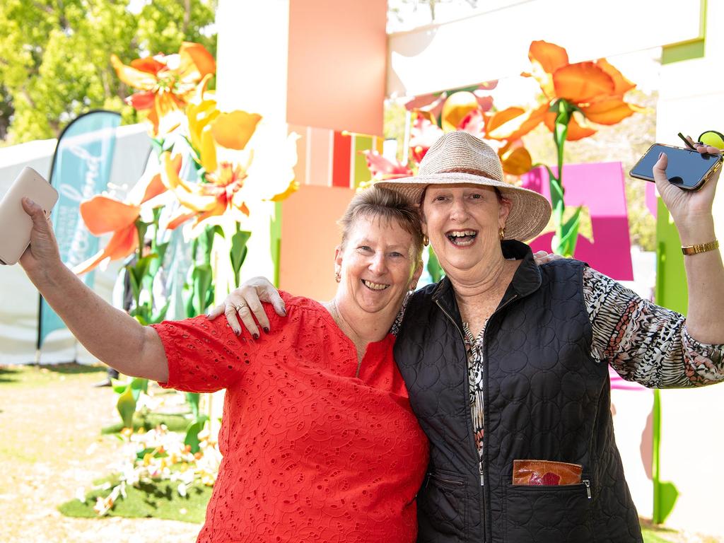 Jan Boothby (left) and Kerry Auger. Toowoomba Carnival of Flowers Festival of Food and Wine. Saturday September 14th, 2024. Picture: Bev Lacey