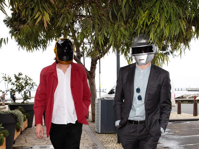 Geelong players arrive for their Mad Monday celebrations after winning the 2022 AFL Premiership. Jack Henry and Tom Stewart. Picture: Mark Stewart