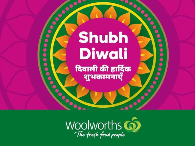 Woolworths promoted Diwali.