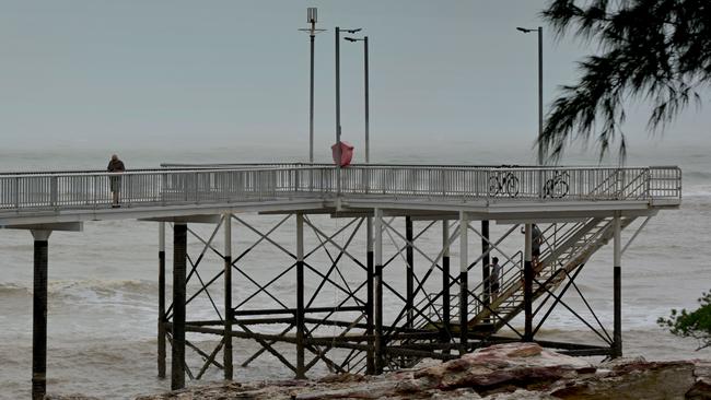 Wild weather at Nightcliff Jetty. Picture: Julianne Osborne