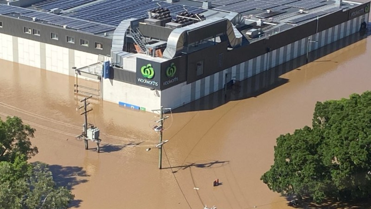 Aerial views of Maryborough flooding. Photo: Ergon