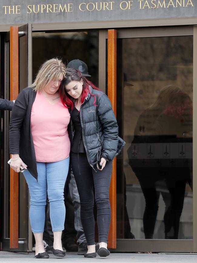 Tracy Millhouse, left, the mother of Brianna Waddington, leaving the court on Friday.