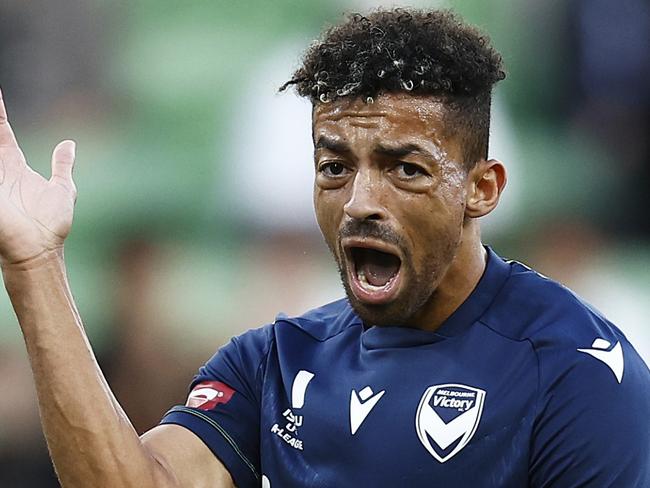 MELBOURNE, AUSTRALIA - JANUARY 26: Ben Folami of the Victory reacts during the round 14 A-League Men's match between Melbourne Victory and Sydney FC at AAMI Park, on January 26, 2023, in Melbourne, Australia. (Photo by Daniel Pockett/Getty Images)