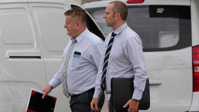 Detectives at the Charlestown unit after the body of the teenage boy was discovered. Picture by Peter Lorimer.