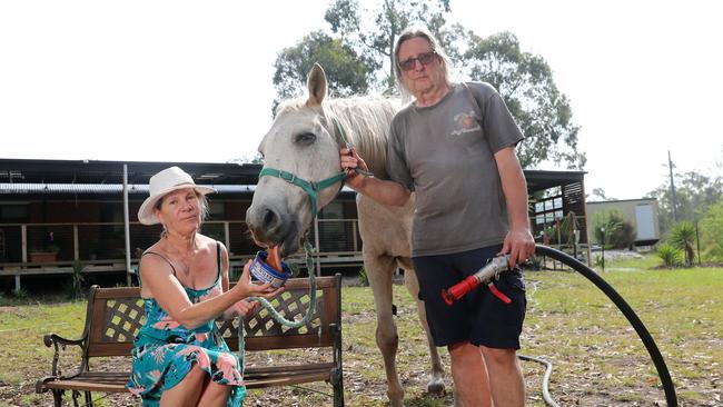 Bernie and Joy Rossi, with their horse Dusty. Picture: Alex Coppel.