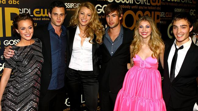Gossip Girl core cast consisted of (from left to right) Leighton Meester, Penn Badgley, Blake Lively, Chace Crawford, Taylor Momsen and Ed Westwick. Picture: Scott Wintrow/Getty Images