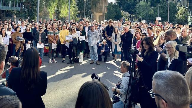 Staff at the ABC's Ultimo studios walk out in protest over the departure of Q+A host Stan Grant.