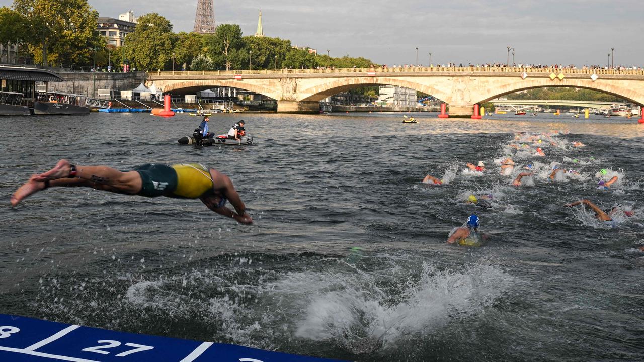 Triathlon athletes during the World Triathlon Olympic Games Test Event last August. Photo by Bertrand GUAY / AFP